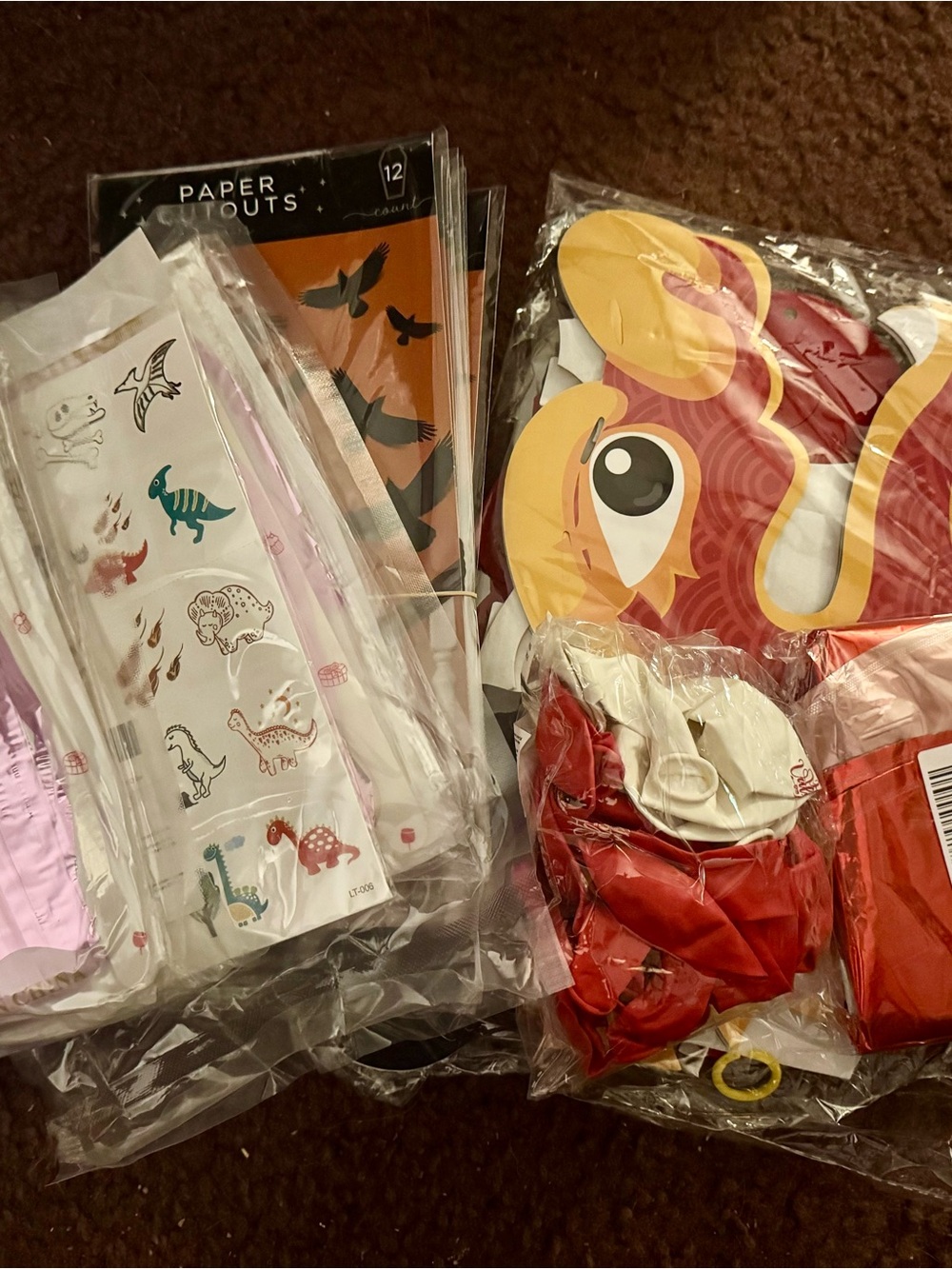 Kids Party Mask and Balloon Set - Red and Yellow lot of party decor.
